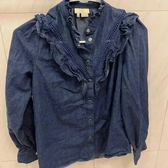 Kate Spade Chambray Ruffle Shirt - Picture 2 of 5